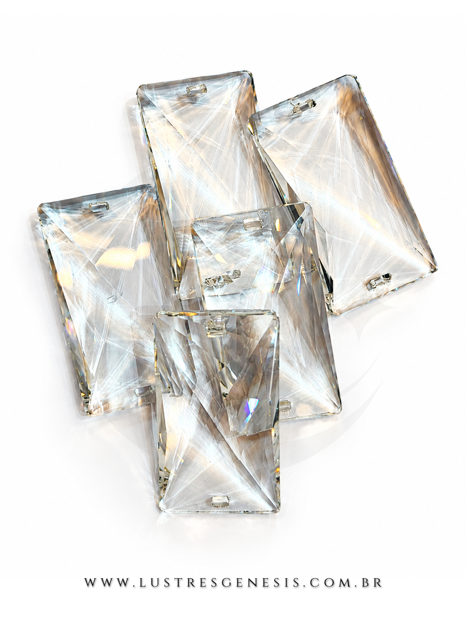 Placa reta de cristal K9 para lustre e Feng-Shui, 54mm, unidade única. Lustres Gênesis loja online de Lustres e Iluminação Decorativa